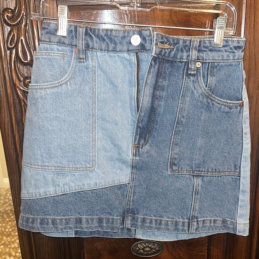 Abrand Blue Denim A-Line Skirt